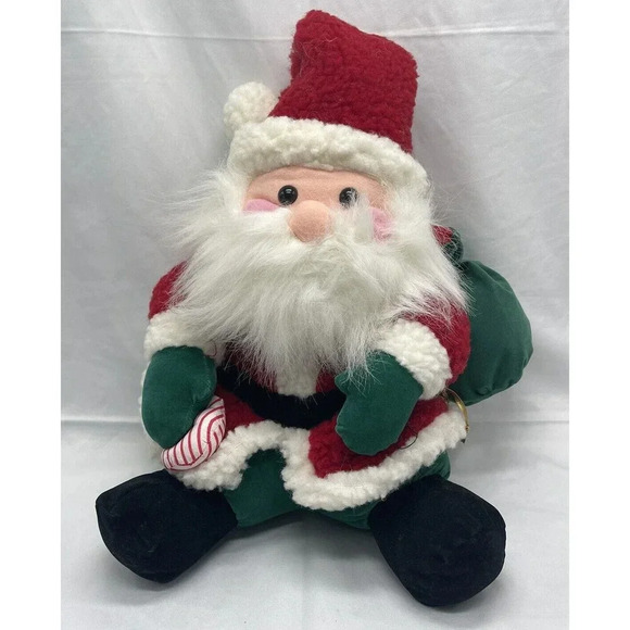 Vtg 1993 International Silver Co 12" Christmas Sitting Santa Plush Stuffed Toy - Picture 1 of 13